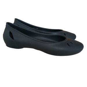 CROCS Kelli Ballet Flats Women's 10 Black Iconic Comfort Minimalist Perforated